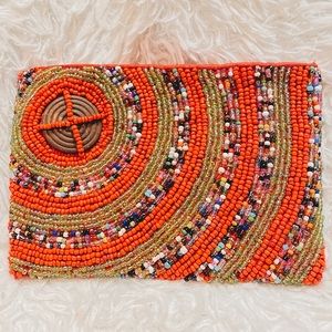 Hand Beaded with Button Colorful Unique Coin Purse